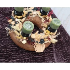 Adventskränze|DeinZuhause Adventskranz Holz Trockenblumen groß Tischkranz Weihnachten