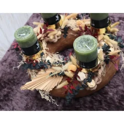 Adventskränze|DeinZuhause Adventskranz Holz Trockenblumen groß Tischkranz Weihnachten