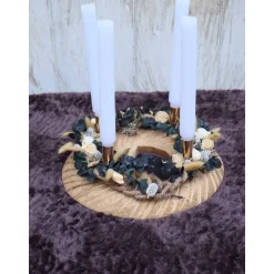 Sale Adventskranz Holz Trockenblumen goldfarbig grün Adventskränze