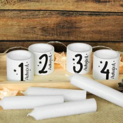 Online Adventskranz mit Kerzenhaltern auf Holztablett | Minimalistische Weihnachtsdeko mit 4 Kerzen Adventskränze