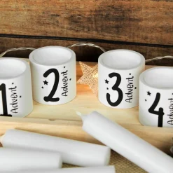 Online Adventskranz mit Kerzenhaltern auf Holztablett | Minimalistische Weihnachtsdeko mit 4 Kerzen Adventskränze