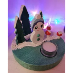 Sale Adventskranz mit Schneemann und Pilzen Kerzen & Beleuchtung