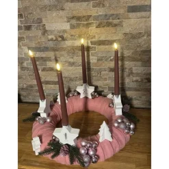 Discount Adventskranz rosa/weiß Adventskränze