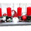 Adventskränze|DeinZuhause Adventskranz rot haltbar Adventsgesteck Tischdeko Weihnachtsdeko Wichtel