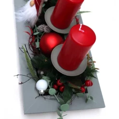 Adventskränze|DeinZuhause Adventskranz rot haltbar Adventsgesteck Tischdeko Weihnachtsdeko Wichtel