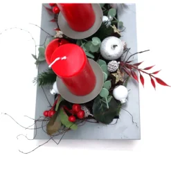 Adventskränze|DeinZuhause Adventskranz rot haltbar Adventsgesteck Tischdeko Weihnachtsdeko Wichtel