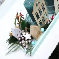 Adventskränze|DeinZuhause Adventskranz weiß haltbar Adventsgesteck Tischdeko Weihnachtsdeko Häuser