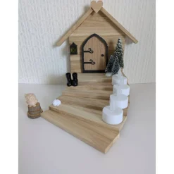 Clearance Adventstreppe aus Holz – Handgefertigte Wichteltreppe mit Laterne & LED-Option Wichtelzauber