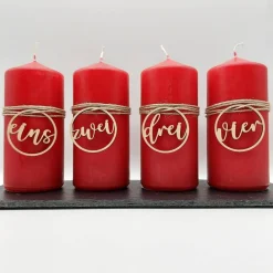 Adventszahlen 4er Satz, eins zwei drei vier, Adventskranz, Weihnachten, Dekoration, Weihnachtsdeko, Merry Christmas Adventskranz Zahlen