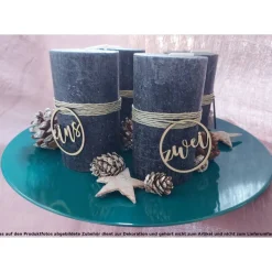Adventszahlen 4er Satz, eins zwei drei vier, Adventskranz, Weihnachten, Dekoration, Weihnachtsdeko, Merry Christmas Adventskranz Zahlen