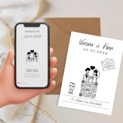 New Aktiengeschenk Hochzeit | Personalisiertes Geldgeschenk | Aktie ETF Kryptowährung QrCode Geschenkkarte | Brautpaar Hochzeitsgeschenke