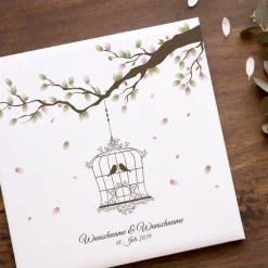 Hochzeitsgästebuch|MADYES Alternatives Gästebuch zur Hochzeit auf Leinwand 50x50 cm – Personalisiert mit Fingerabdrücken & Namen – Besondere Hochz