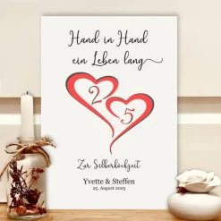Best Andenken zur Silberhochzeit | Personalisiertes Geldgeschenk im Bilderrahmen mit Spruch 