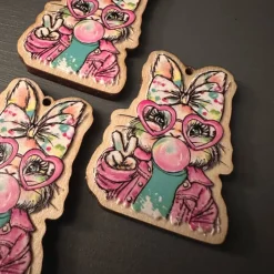 Anhänger Hasenmädchen, UV-Druck I Holz, Ostern Osterdeko