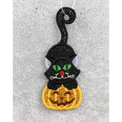 Deko Halloween|Nährebell Anhänger Katze Kürbis