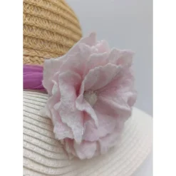 ANSTECKBLÜTE SARAH  handgearbeitet aus Naturmaterial Wolle & Seide in Weiß &  Rosé Accessoires