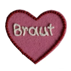 New Anstecker mit Spruch Braut -  Namensschild Herz personalisiert Button Brosche Accessoires