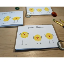 Outlet Aquarell-Osterkarte "3 gelbe Küken", handgemalt Osterkarten