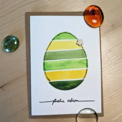 Sale Aquarell-Osterkarte "Grünes Ei", handgemalt (kein Druck!) Osterkarten