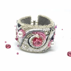 Best Armband handgestickt mit Kristallen und Glasperlen - Hochzeits-Schmuck Brautschmuck