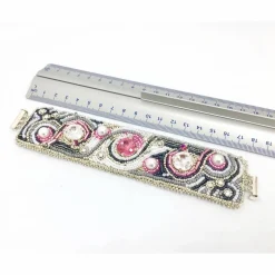 Best Armband handgestickt mit Kristallen und Glasperlen - Hochzeits-Schmuck Brautschmuck