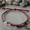Geschenke|einfachpetra Armband mit bunte Rocailles, Kreuz und Fisch