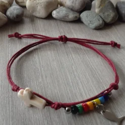 Geschenke|einfachpetra Armband mit bunte Rocailles, Kreuz und Fisch