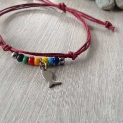 Geschenke|einfachpetra Armband mit bunte Rocailles, Kreuz und Fisch