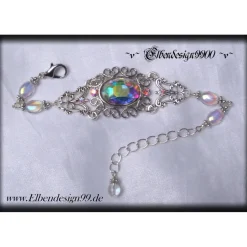 Online Armband mit irisierenden Strasssteinen als Brautgeschenk, für Brautjunfern, Armschmuck mit großem Cabochon Brautschmuck