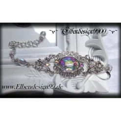 Online Armband mit irisierenden Strasssteinen als Brautgeschenk, für Brautjunfern, Armschmuck mit großem Cabochon Brautschmuck