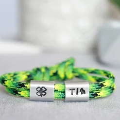 Best Armband personalisiert mit Gravur handgestempelt, Kommunion, Konfirmation, Firmung, Glücksbringer, Andenken Schmuck