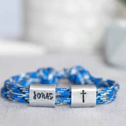 Best Armband personalisiert mit Gravur handgestempelt, Kommunion, Konfirmation, Firmung, Glücksbringer, Andenken Schmuck