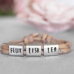 Schmuck|Miss Rose Armband personalisiert mit Gravur handgestempelt zur Kommunion, Geburtstag, Schulanfang, Konfirmation, Lebe Liebe Lache, Herrenarmband, Namensarmband