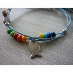 Online Armband zur Kommunion / Konfirmation mit Kreuz und Fisch / Regenbogen Geschenke