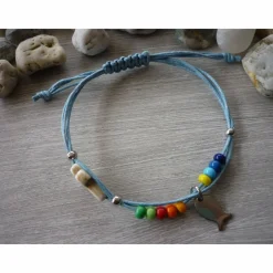 Online Armband zur Kommunion / Konfirmation mit Kreuz und Fisch / Regenbogen Geschenke