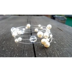 Online Armreif vierreihig, Perlen, Kristall, Glitzerarmband, Brautschmuck