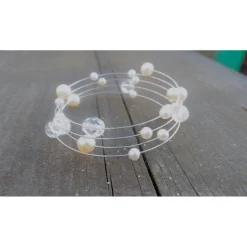 Online Armreif vierreihig, Perlen, Kristall, Glitzerarmband, Brautschmuck