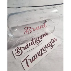Sale Aufkleber Gläser, Hochzeit, Bride, Braut, Groom, Bräutigam, Spezialanfertigung Accessoires