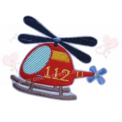 Discount Aufnäher Bügelbild Feuerwehr Bus und Hubschrauber im Set Feuerwehrauto Applikation gestickt Kinder Schultüten