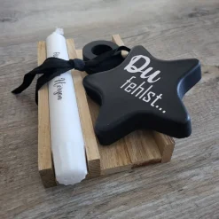 Sale Aufrichtiges Beileid * GeschenkSet * Für immer im * Ster * Holzverpackung * Kerzenhalter * Kerze Mutmacher