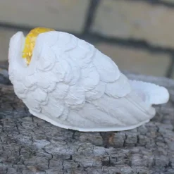 Clearance Baby Mädchen mit Teddy in Engelsflügel gebettet, handbemalt Gedenksteine