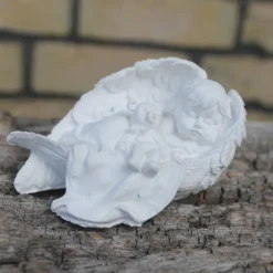 Best Baby Mädchen mit Teddy in Engelsflügel gebettet, zum selbst bemalen Gedenksteine