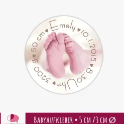 Einladungskarten|meinAufkleberladen Babyaufkleber zur Geburt | Babyfuß - personaliserbar mit Babyfoto