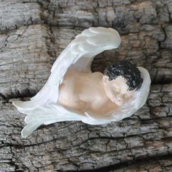 Gedenksteine|Lilly-ART_Bauchabdrücke Babyfigur, in Engelsflügel gehüllt, handbemalt