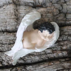 Gedenksteine|Lilly-ART_Bauchabdrücke Babyfigur, in Engelsflügel gehüllt, handbemalt