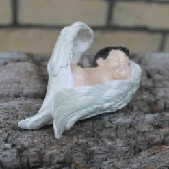 Gedenksteine|Lilly-ART_Bauchabdrücke Babyfigur, in Engelsflügel gehüllt, handbemalt