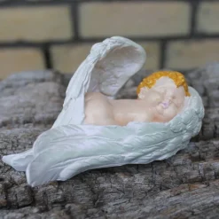 Gedenksteine|Lilly-ART_Bauchabdrücke Babyfigur, in Engelsflügel gehüllt, handbemalt