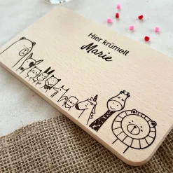Best Babygeschenk personalisiert "10 Tier Freunde" - Frühstücksbrettchen mit Namen - Geschenk Geburt personalisiert Geschenke
