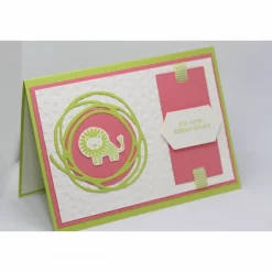 Glückwunschkarten|Kreativchaos Babykarte "Löwe" in limettengrün und rosa