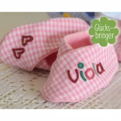 Sale Babyschuhe blau kariert mit Namen personalisiertes Taufgeschenk Geschenk zur Geburt für Jungen Geschenke